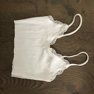 Garage cropped white tank top